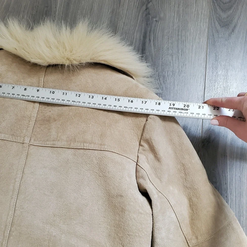 Vintage Penny Lane Coat Women's Large Long Leather Fur Boho Classic 90s Y2K - Picture 10 of 16